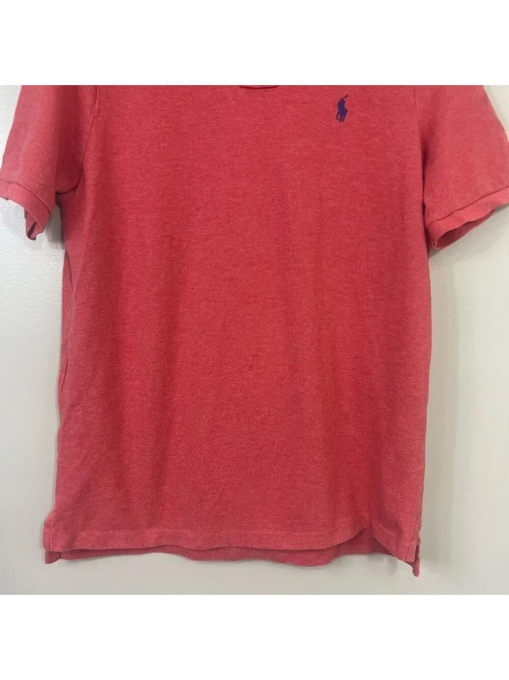 Polo Ralph Lauren Men Salmon Red Polo Collar Short Sleeve Pullover Shirt Size M